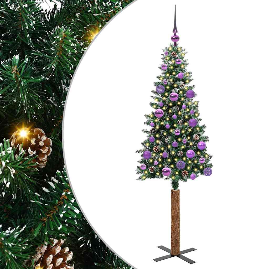 HKH Árbol de Navidad Delgado con 150 Leds y Blanco - Verde