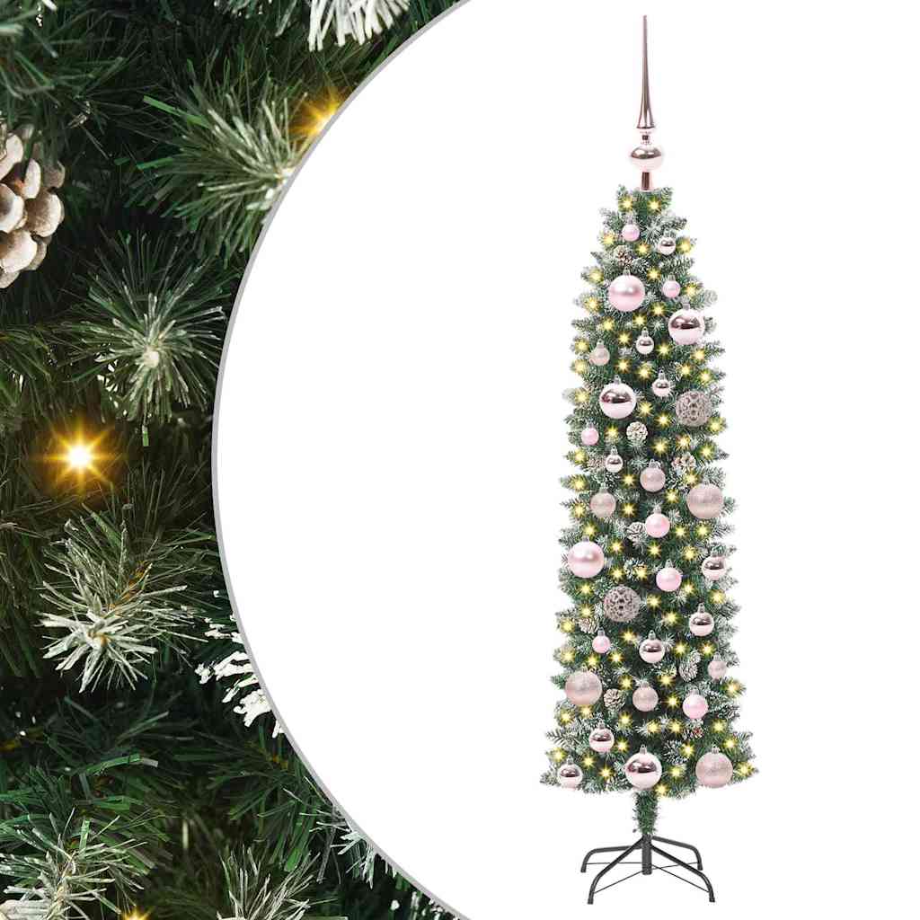HKH Árbol de Navidad artificial delgado y blanco - Verde