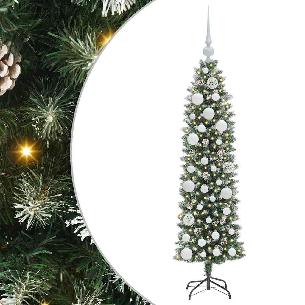 HKH Árbol de Navidad artificial delgado y blanco - Verde