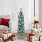HKH Árbol de Navidad artificial delgado y blanco - Verde