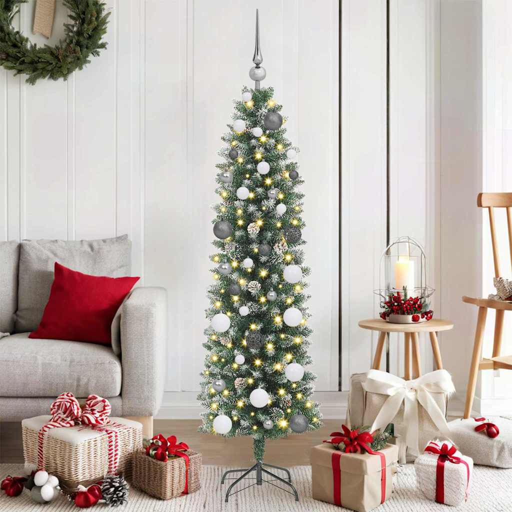 HKH Árbol de Navidad Artificial Slim con 150 Leds - Verde