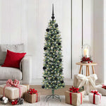 HKH Árbol de Navidad artificial delgado y blanco - Verde