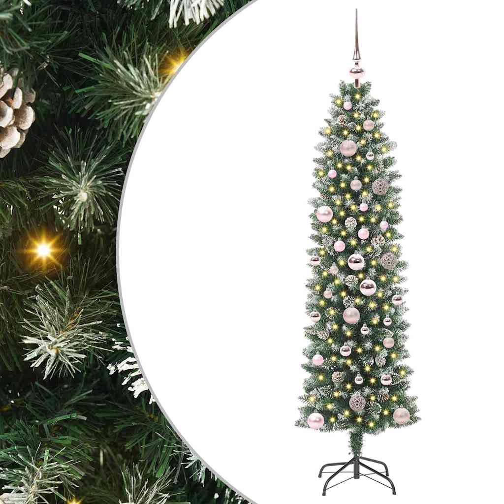HKH Árbol de Navidad artificial delgado y blanco - Verde