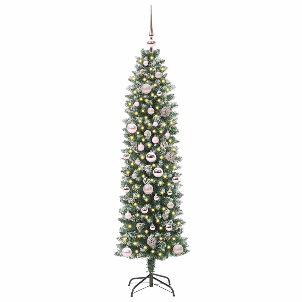 HKH Árbol de Navidad artificial delgado y blanco - Verde