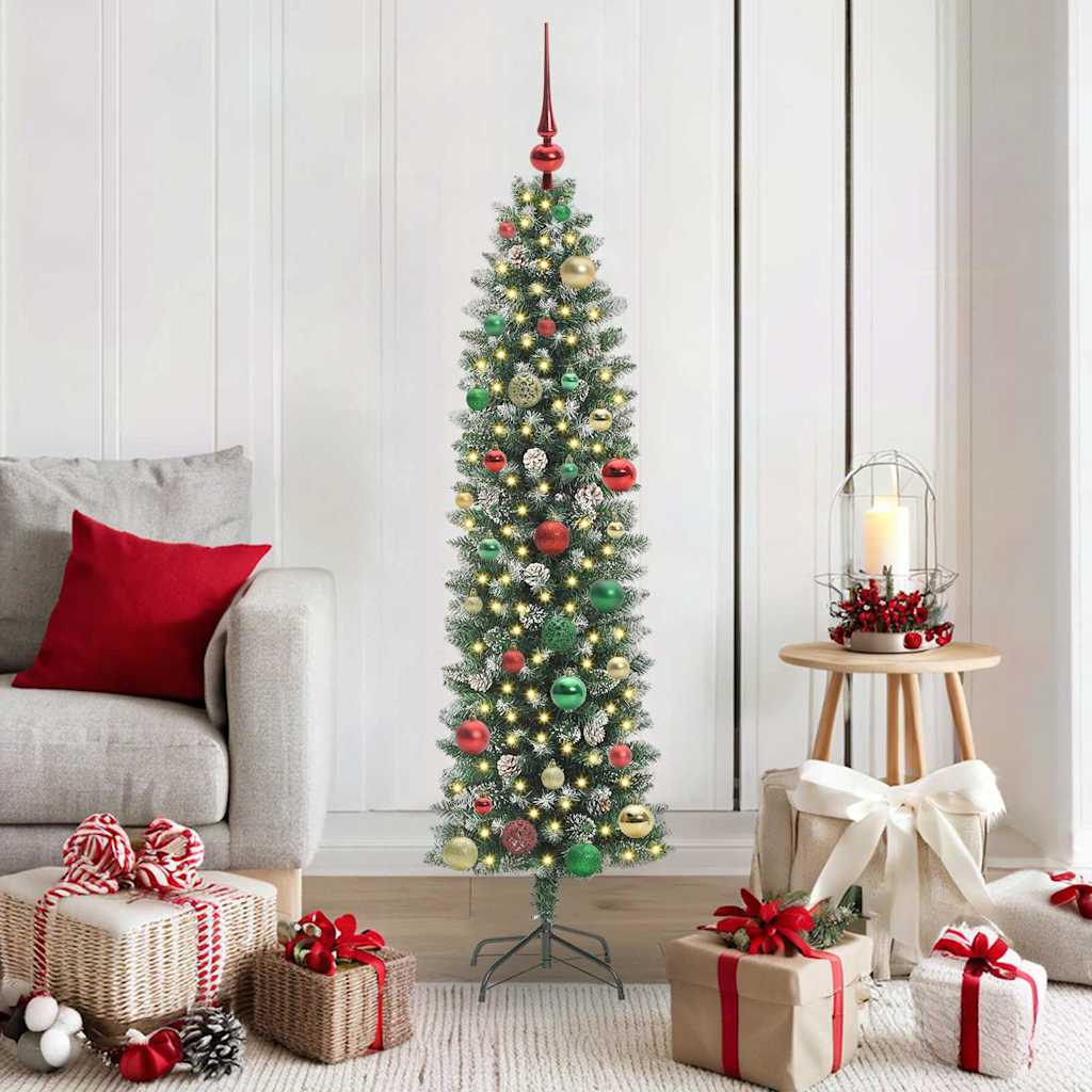 HKH Árbol de Navidad artificial Slim y blanco - Verde