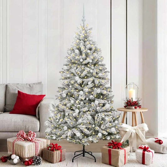 HKH Árvore de Natal Artificial Verde e Branco em Metal e PVC
