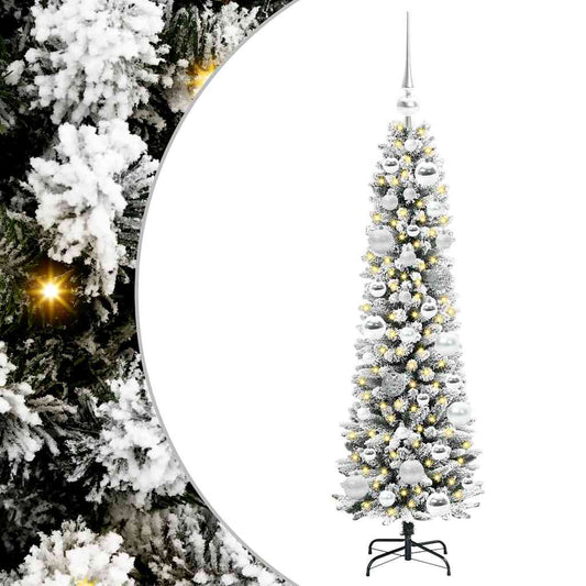 HKH Árbol de Navidad artificial con 150 ledes y blanco - Verde