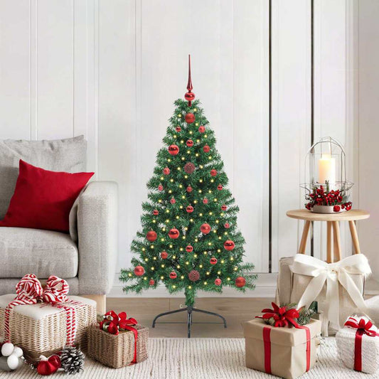 HKH Árvore de Natal Artificial Pré-Iluminada Verde em PVC