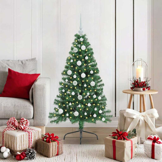 HKH Árvore de Natal Artificial Pré-Iluminada Verde em PVC