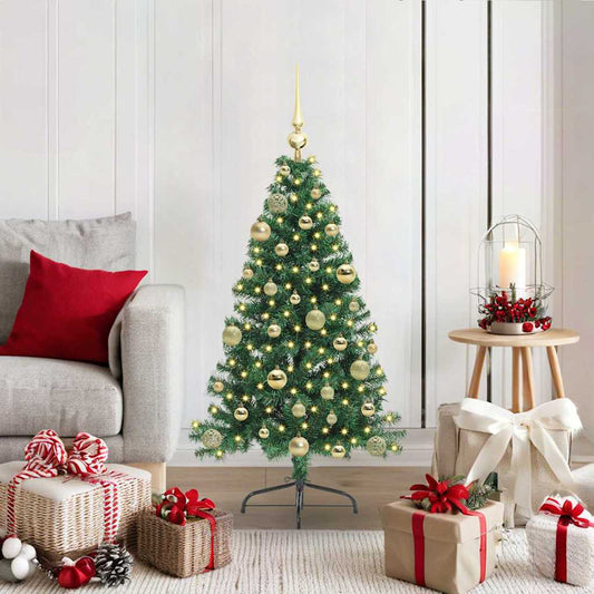 HKH Árvore de Natal Artificial Pré-Iluminada Verde em PVC