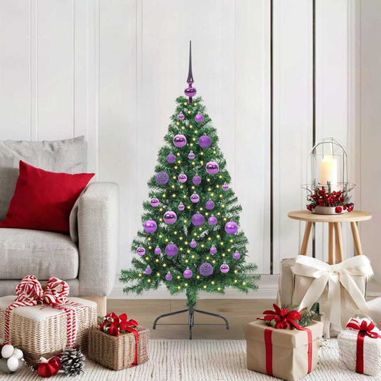 HKH Árvore de Natal Artificial Pré-Iluminada Verde em PVC