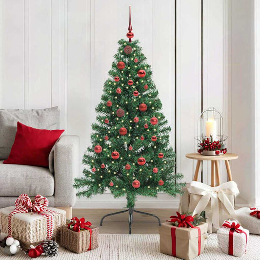 HKH Árvore de Natal Artificial Pré-Iluminada Verde em PVC