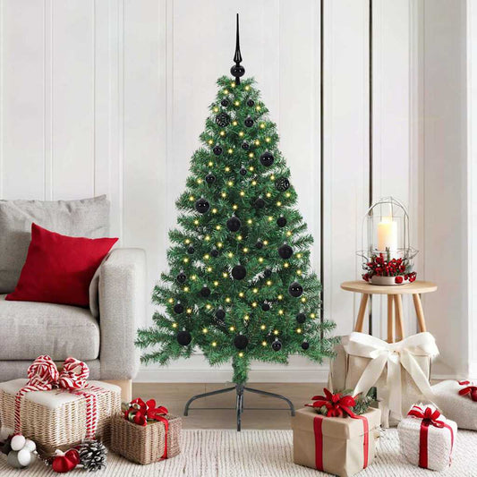HKH Árvore de Natal Artificial Pré-Iluminada Verde em PVC