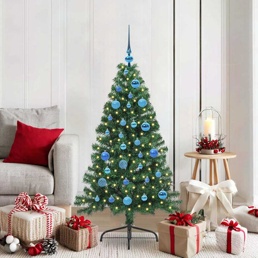 HKH Árvore de Natal Artificial Pré-Iluminada Verde em PVC