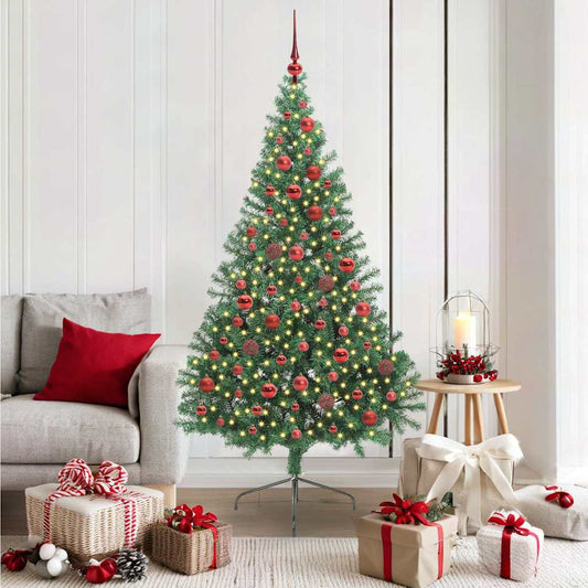 HKH Árvore de Natal Artificial Pré-Iluminada Verde em PVC