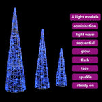 HKH Conjunto de 3 Árvores de Natal com 90 LED's em Acrílo - Azul