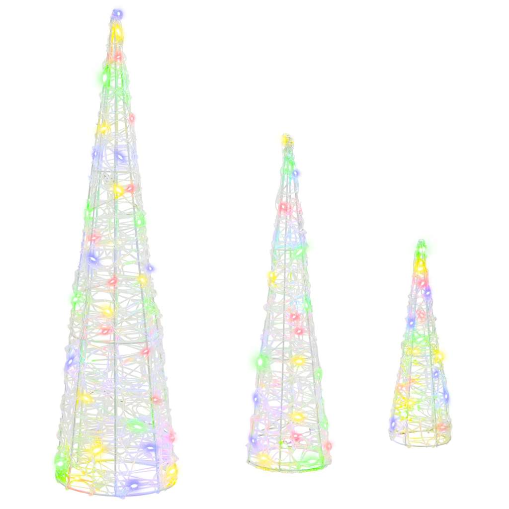 HKH Juego de 3 árboles de Navidad de acrílico - Colorido