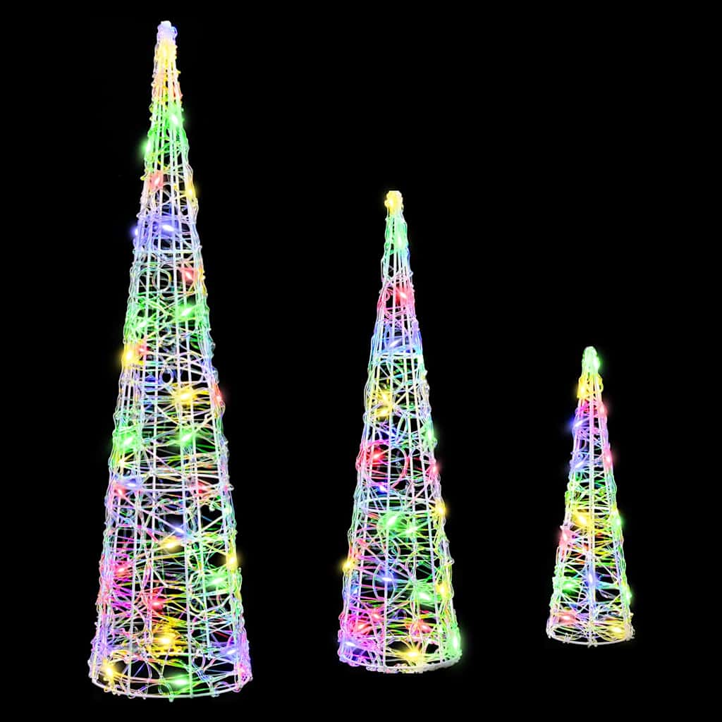 HKH Juego de 3 árboles de Navidad de acrílico - Colorido