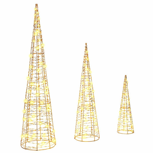 HKH Conjunto de 3 Árvores de Natal em PET - Branco Quente