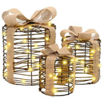 HKH Conjunto de 3 Presentes Decorativos em Vime Branco Quente