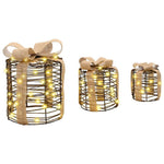 HKH Conjunto de 3 Presentes Decorativos em Vime Branco Quente