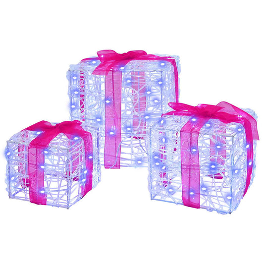 HKH Conjunto de 3 Presentes Decorativos com 60 LED's em Acrílo - Azul