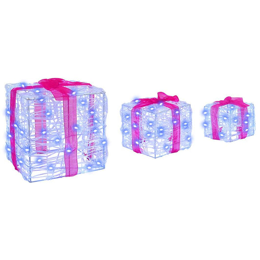 HKH Conjunto de 3 Presentes Decorativos com 60 LED's em Acrílo - Azul