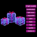 HKH Conjunto de 3 Presentes Decorativos com 60 LED's em Acrílo - Azul