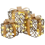 HKH Conjunto de 3 Presentes Decorativos em Vime - Branco Quente