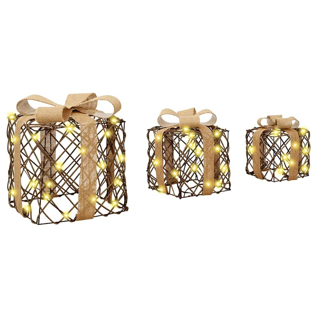 HKH Conjunto de 3 Presentes Decorativos em Vime - Branco Quente