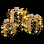 HKH Conjunto de 3 Presentes Decorativos em Vime - Branco Quente