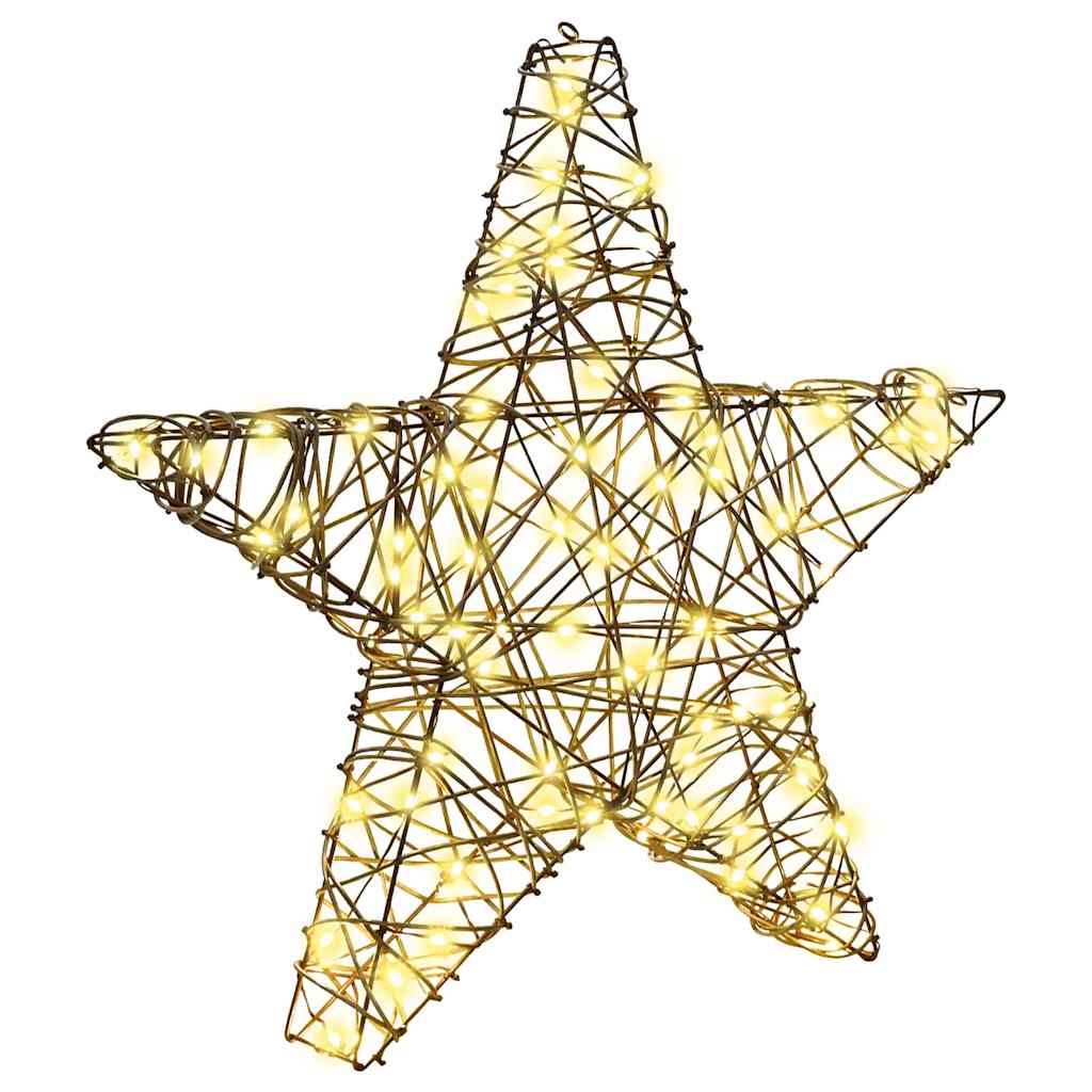 HKH Estrella 3d con 50 LED en Mimbre - Blanco Cálido