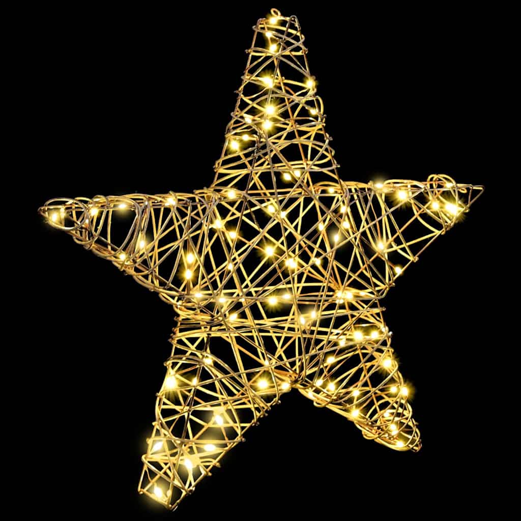 HKH Estrella 3d con 50 LED en Mimbre - Blanco Cálido