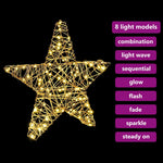 HKH Estrela 3d com 50 LED em Vime - Branco Quente