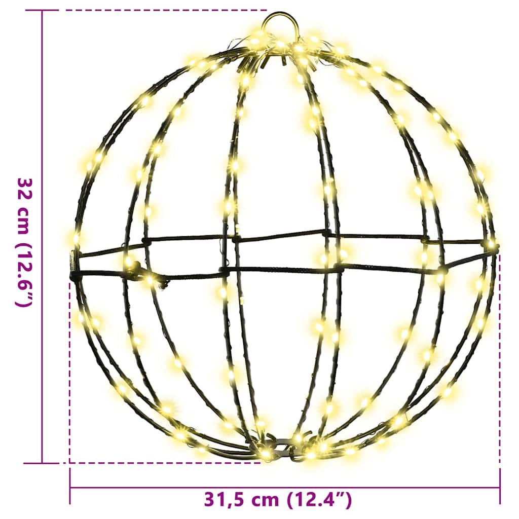 HKH Conjunto de 2 Bolas com 192 LED's em Metal - Branco Quente
