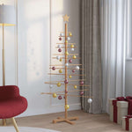 HKH Árvore de Natal de Madeira com Suporte Castanho em Bambu