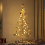 HKH Árvore de Natal de Madeira com Suporte Castanho em Bambu