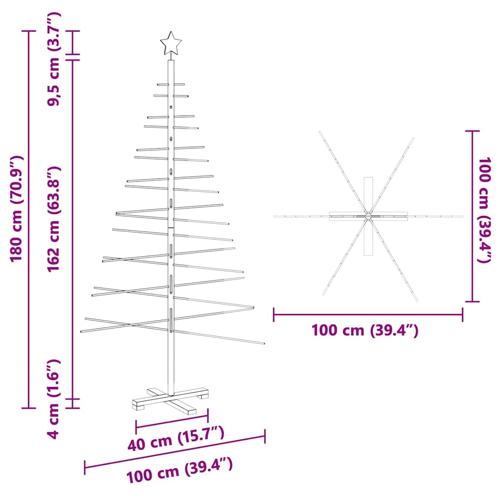 HKH Árvore de Natal de Madeira com Suporte Castanho em Bambu