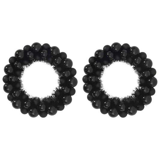 HKH Conjunto de 2 Guirlandas de Bolas de Natal - Preto