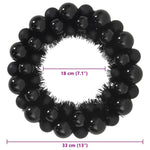 HKH Conjunto de 2 Guirlandas de Bolas de Natal - Preto