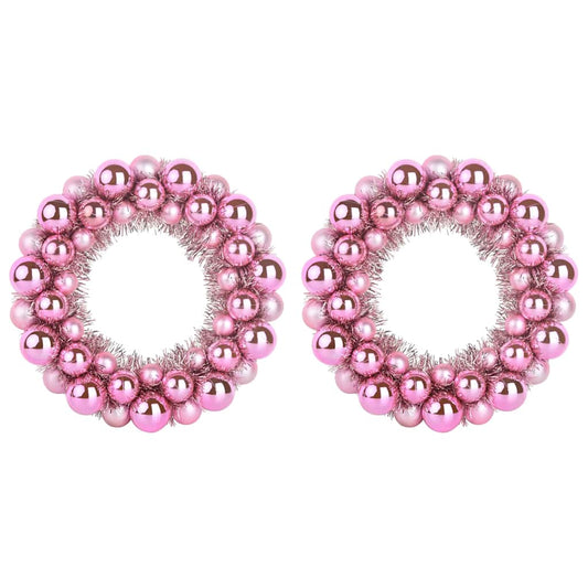 HKH Conjunto de 2 Guirlandas de Bolas de Natal - Rosa