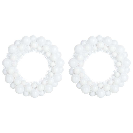 HKH Conjunto de 2 Guirlandas de Bolas de Natal - Branco