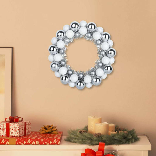 HKH Conjunto de 2 Guirlandas de Bolas de Natal - Branco e Prateado