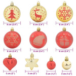 HKH Conjunto de 40 Bolas de Natal - Vermelho e Dourado