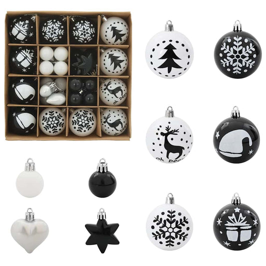 HKH Conjunto de 40 Bolas de Natal - Preto e Branco