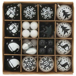 HKH Conjunto de 40 Bolas de Natal - Preto e Branco