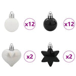 HKH Conjunto de 40 Bolas de Natal - Preto e Branco