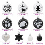 HKH Conjunto de 40 Bolas de Natal - Preto e Branco