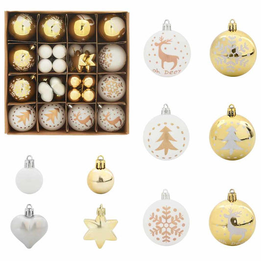 HKH Conjunto de 40 Bolas de Natal - Dourado e Branco