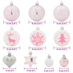 HKH Conjunto de 40 Bolas de Natal - Rosa e Branco